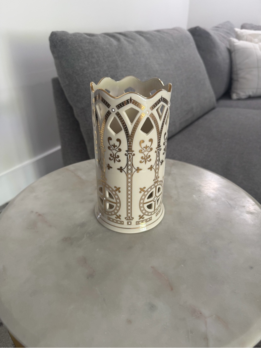 Lenox Cream Vase with Ornate Gold Filigree
